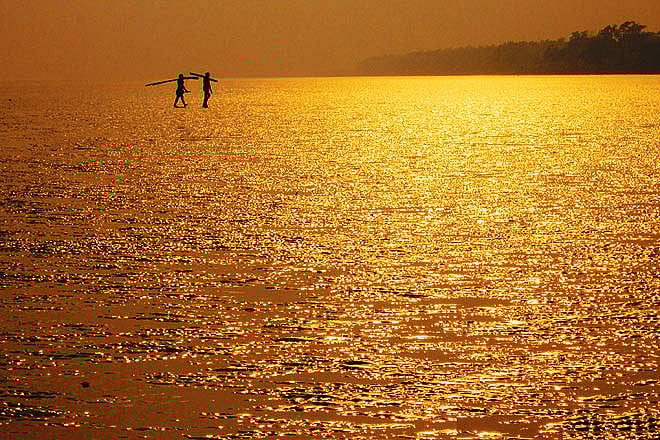 Chandipur on Sea is a  shallow beach during low tide 