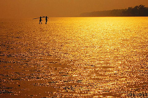 Chandipur on Sea is a shallow beach during low tide