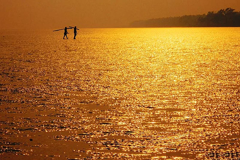 Chandipur on Sea is a shallow beach during low tide