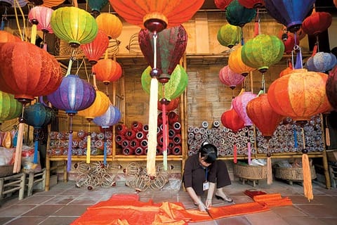 Lantern making class in Vietnam