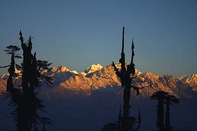 The sun rises over the Himalayan ranges