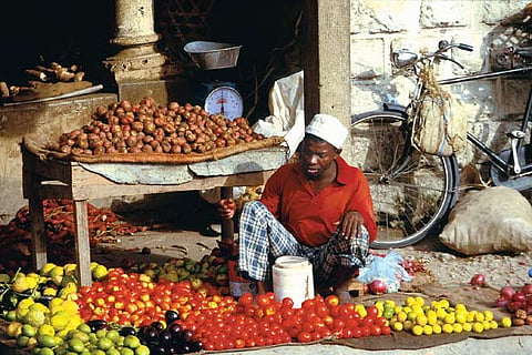 A trader on the streets of Zanzibar