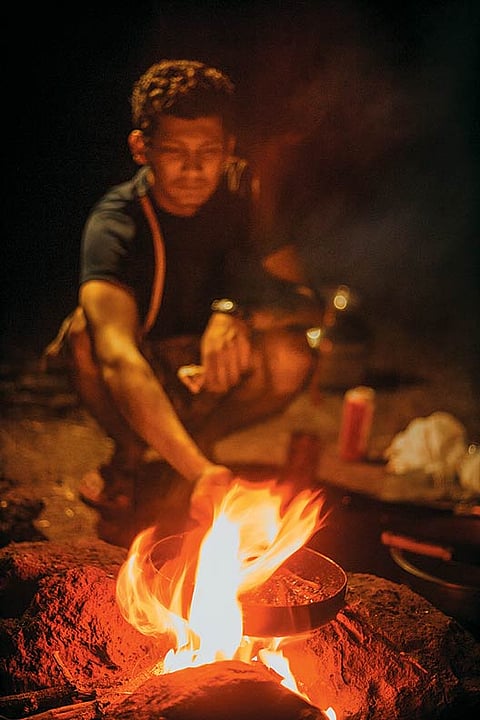 Enjoying the campfire conversations