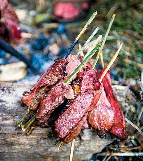 Sinkhyo is mithun meat, boiled, skewered and roasted and beloved of the Adis, Tagins, Galos and Idu Mishimi