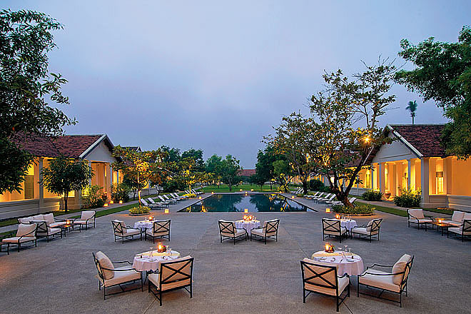 Amantaka rests at the foot of sacred Mount Phousi amid the golden spired wats and quaint lanes of this charming Unesco World Heritage Site