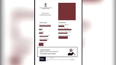করোনা টিকার শংসাপত্রে মোদির ছবি 