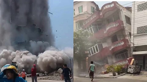 ভূমিকম্পের ভেঙে পড়ছে বহুতল