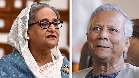 বাংলাদেশের প্রাক্তন প্রধানমন্ত্রী শেখ হাসিনা ও কার্যনির্বাহী সরকারের প্রধান মহম্মদ ইউনুস