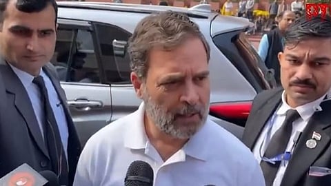 বৃহস্পতিবার দিল্লিতে সাংবাদিকদের মুখোমুখি লোকসভার বিরোধী দলনেতা রাহুল গান্ধী