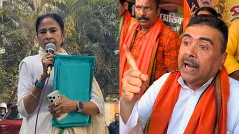 মমতা বন্দ্যোপাধ্যায় এবং শুভেন্দু অধিকারী