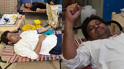 'O' নেগেটিভ রক্ত দান করছেন সবুজ দাস