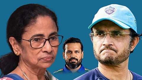 মমতা বন্দ্যোপাধ্যায়, ইউসুফ পাঠান ও সৌরভ গঙ্গোপাধ্যায়