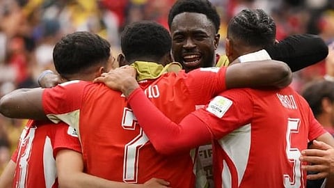 জয়ের পর সুইজারল্যান্ডের খেলোয়াড়রা