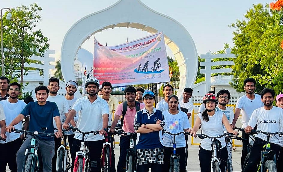 ವಿಶ್ವ ಬೈಸಿಕಲ್ ದಿನಾಚರಣೆ; ಜಿಮ್ಸ್ ವಿದ್ಯಾರ್ಥಿಗಳಿಂದ ಸೈಕಲ್ ರ್‍ಯಾಲಿ