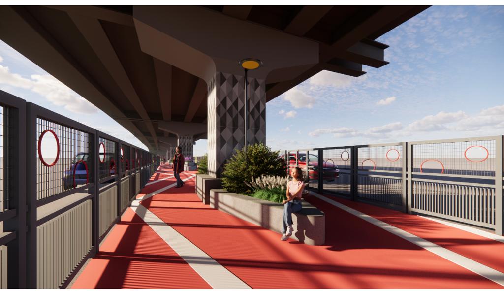 ಶಿವಾನಂದ ವೃತ್ತ ಮೇಲ್ಸೇತುವೆ ಕೆಳಭಾಗದಲ್ಲಿ ಗ್ರಿಲ್‌ ಅಳವಡಿಕೆ ನಡುವೆ ಅಳವಡಿಸಲಾಗುವ ಆಸನ ವ್ಯವಸ್ಥೆಯ ಮಾದರಿ