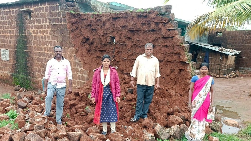  ಹುಮನಾಬಾದ್:  ಮಳೆಗೆ ಐದು ಮನೆ ಗೋಡೆ ಕುಸಿತ