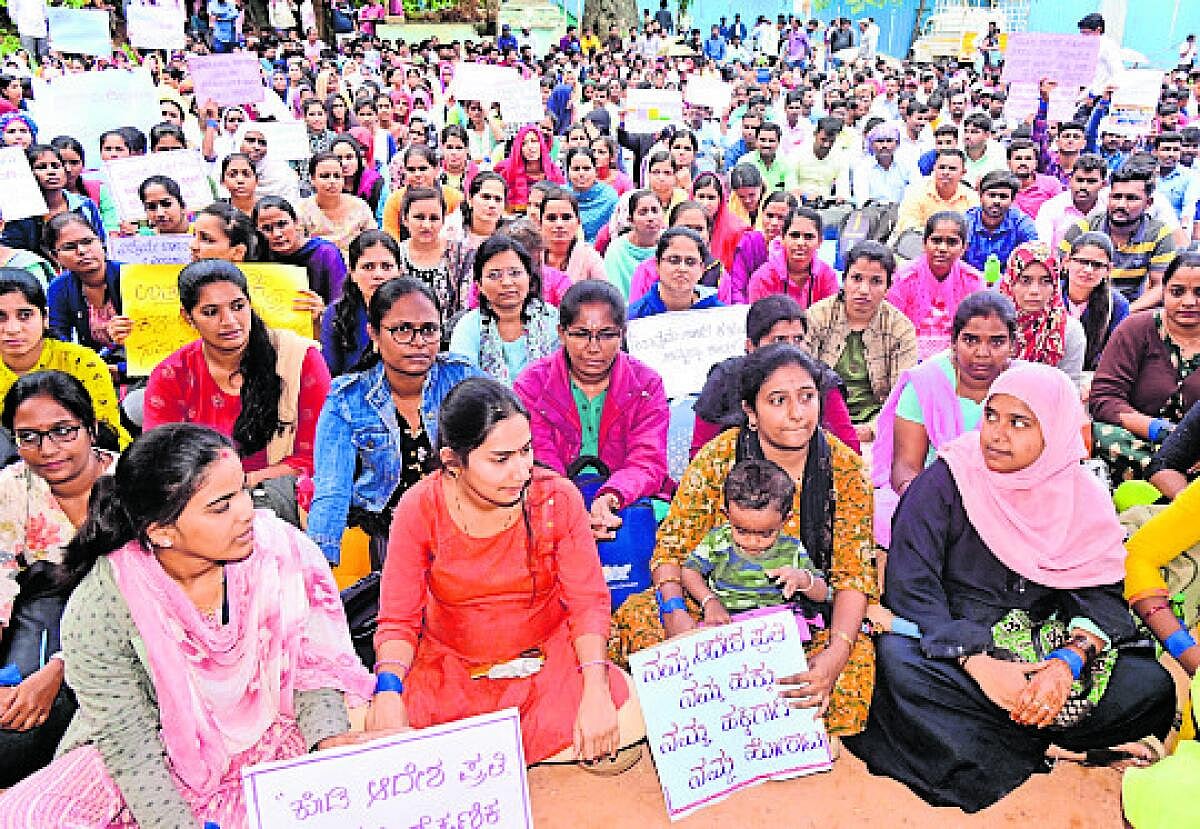 ಬೆಂಗಳೂರು: ಸ್ವಾತಂತ್ರ್ಯ ಉದ್ಯಾನದಲ್ಲಿ ಪ್ರತಿಭಟನೆ