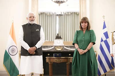 ಪ್ರಧಾನಿ ನರೇಂದ್ರ ಮೋದಿ ಮತ್ತು ಗ್ರೀಕ್ ಅಧ್ಯಕ್ಷೆ ಕ್ಯಾಥರಿನಾ ಸಕೆಲರೊಪೌಲೊ