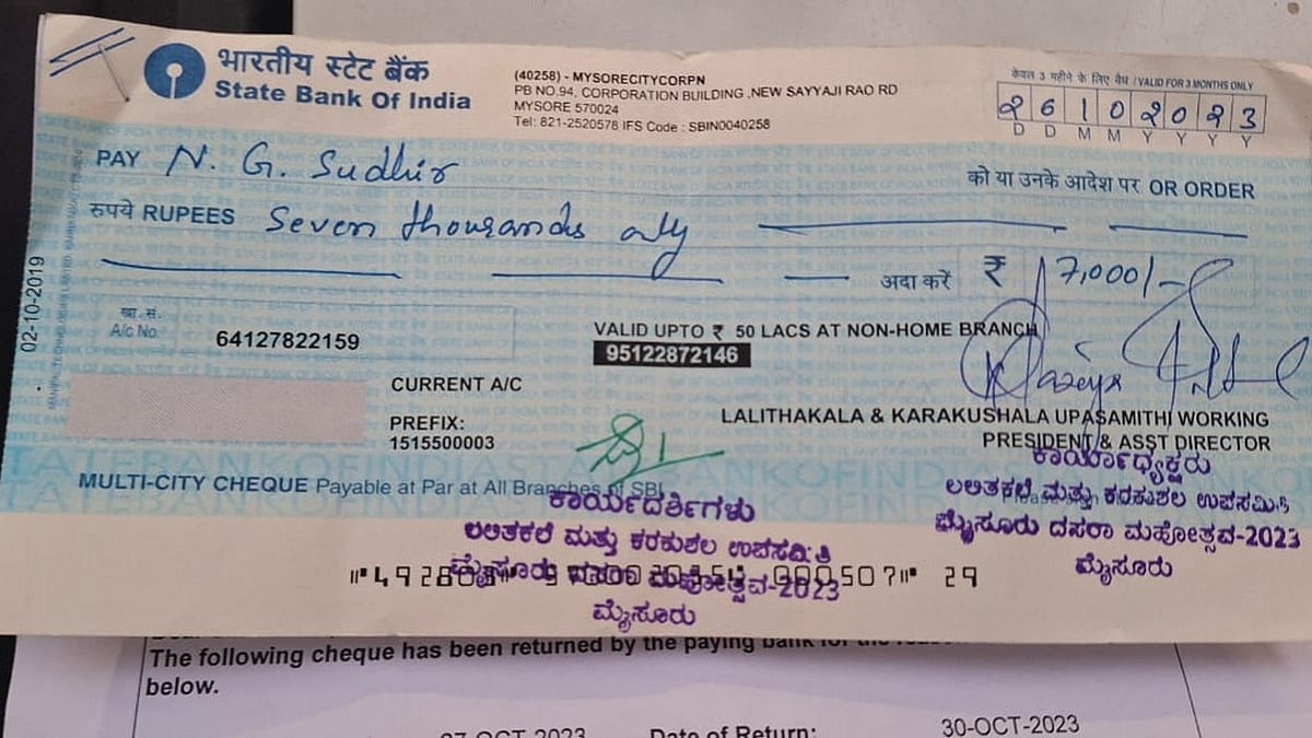 ಸಹಿ ವ್ಯತ್ಯಾಸ: ದಸರಾ ಕಲಾವಿದರಿಗೆ ನೀಡಿದ್ದ ಚೆಕ್‌ ವಾಪಸ್‌