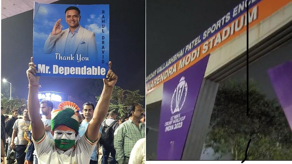 ICC World Cup: ಮಧ್ಯರಾತ್ರಿಯಲ್ಲೂ ಪ್ಲೆಕಾರ್ಡ್ ಹಿಡಿದು ನಿಂತ ದ್ರಾವಿಡ್ ಅಭಿಮಾನಿ