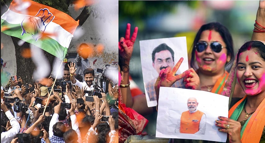 ಎರಡರಲ್ಲಿ ಗೆದ್ದು ಒಂದರಲ್ಲಿ ಅಧಿಕಾರ ಉಳಿಸಿಕೊಂಡ ಕಮಲ; BRS ಕೋಟೆ ಭೇದಿಸಿದ ಕೈ