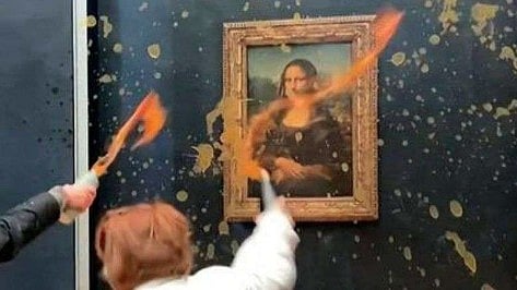 ಮೊನಲಿಸಾ ಕಲಾಕೃತಿ ಮೇಲೆ ಸೂಪ್‌ ಚೆಲ್ಲಿ ಘೋಷಣೆ ಕೂಗಿದ ಪರಿಸರವಾದಿಗಳು