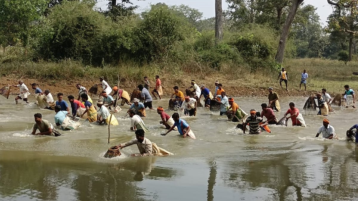ಶಿರಸಿ | ಬರಿದಾಗುತ್ತಿರುವ ಕೆರೆಗಳು: ಅವಧಿಗೂ ಮುನ್ನ ಕೆರೆ ಬೇಟೆ ಹಬ್ಬ