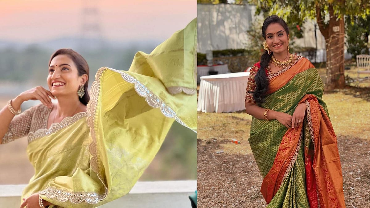 PHOTOS | ಹಸಿರು ಸೀರೆಯುಟ್ಟ ವೈಷ್ಣವಿ ಗೌಡ ಅಂದ ನೋಡಿ...