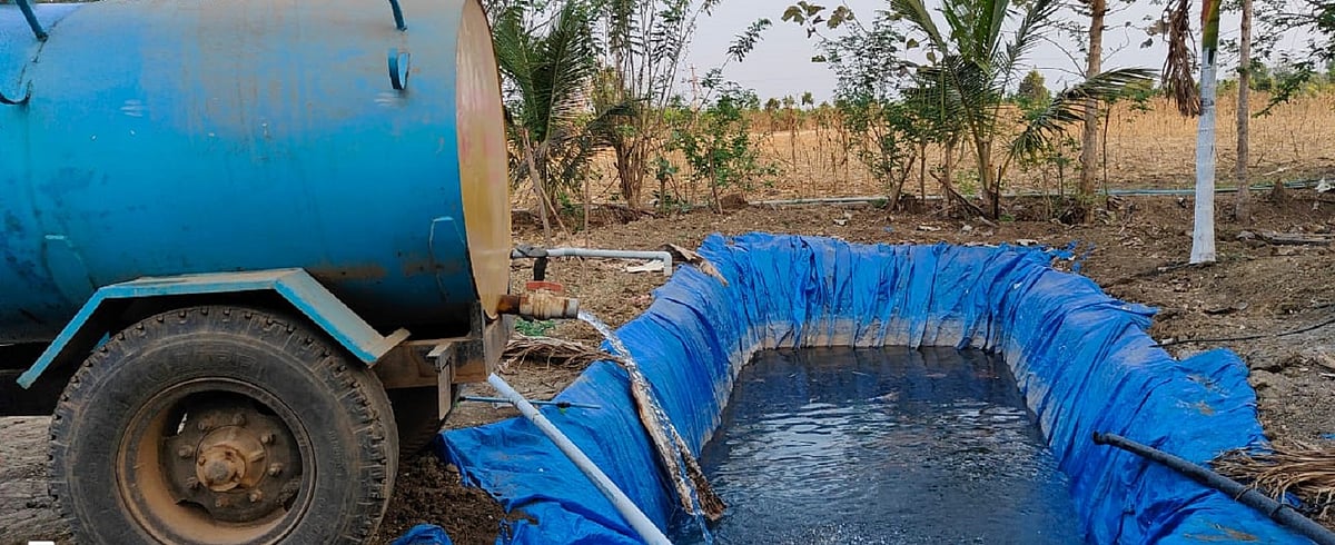 ಮುಂಡಗೋಡದಲ್ಲಿ ಹೆಚ್ಚುತ್ತಿರುವ ಬಿಸಿಲ ಝಳ | ನೀರು ಖರೀದಿಸಿ, ಅಡಿಕೆ ಬೆಳೆ ರಕ್ಷಣೆ