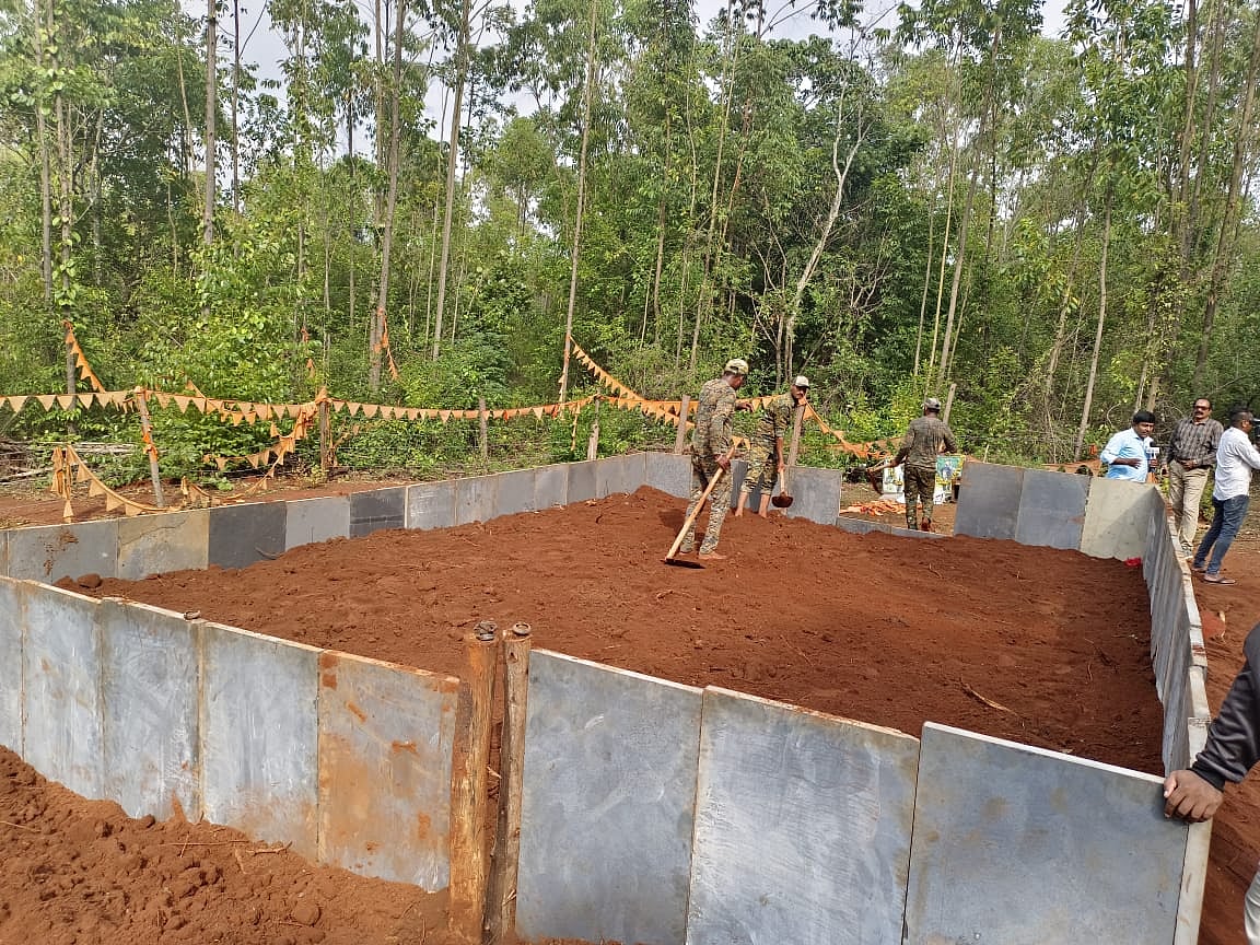 ಅಂಬಾರಿ ಆನೆ ಅರ್ಜುನನ ಸಮಾಧಿಗೆ ಕಲ್ಲಿನ ಕಾಂಪೌಂಡ್
