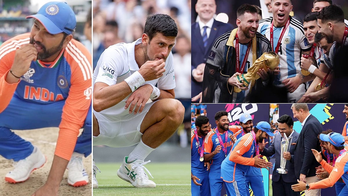 ಗೆಲುವಿನ ಸಂಭ್ರಮದ ವೇಳೆ ಮೆಸ್ಸಿ, ಜೋಕೊವಿಚ್ ಅನುಕರಣೆ ಮಾಡಿದ ರೋಹಿತ್ ಶರ್ಮಾ!