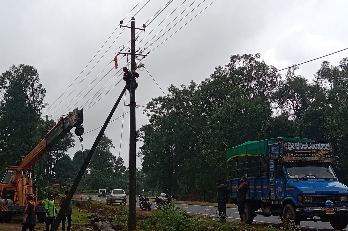 500 ವಿದ್ಯುತ್‌ ಕಂಬಗಳು ಧರೆಗೆ; ₹90 ಲಕ್ಷ ನಷ್ಟ