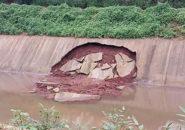 ಹಾರಂಗಿ: ಕುಸಿದ ನಾಲೆಯ ಕಾಂಕ್ರೀಟ್!