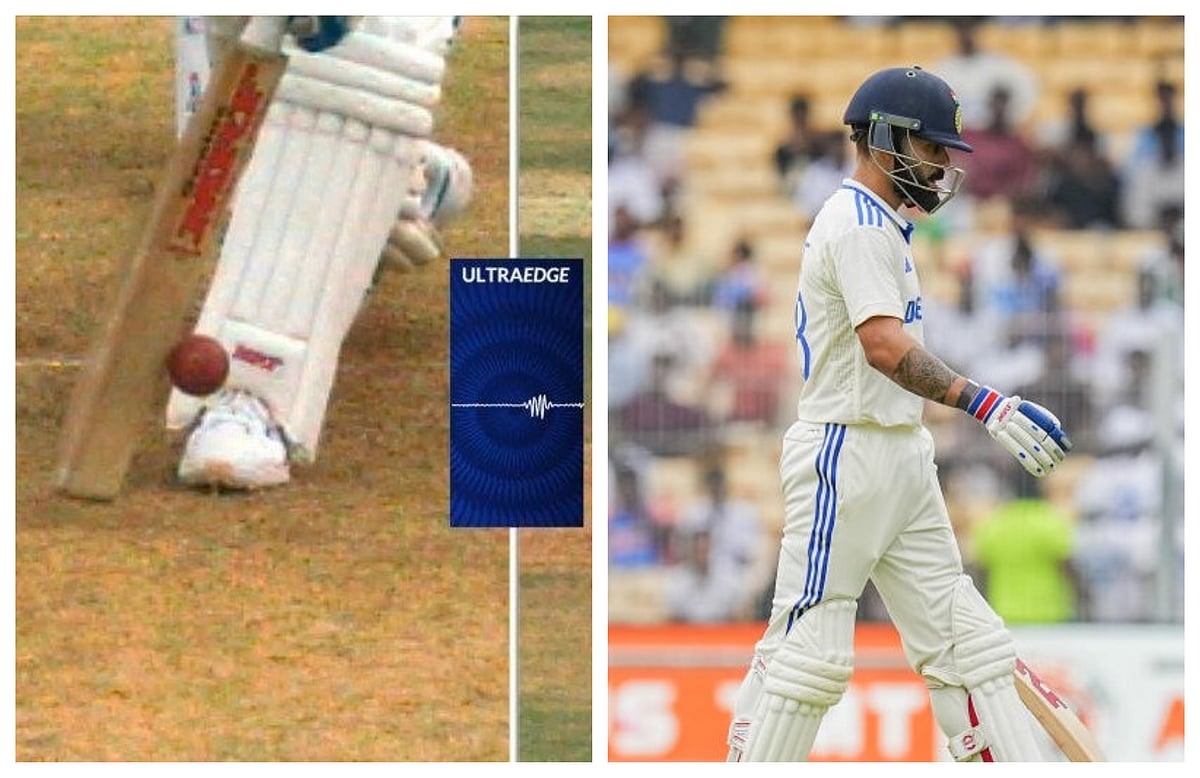 ಬ್ಯಾಟ್‌ಗೆ ಸವರಿದ ಚೆಂಡು; ಡಿಆರ್‌ಎಸ್ ಮನವಿ ಪಡೆಯದ ಕೊಹ್ಲಿ; ಅಂಪೈರ್ ತೀರ್ಪು LBW