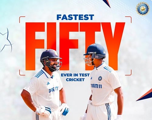 ಟೆಸ್ಟ್ ಕ್ರಿಕೆಟ್‌ನಲ್ಲಿ ವೇಗದ ಅರ್ಧಶತಕ & ಶತಕ: ಹೊಸ ದಾಖಲೆ ಬರೆದ ಟೀಮ್ ಇಂಡಿಯಾ