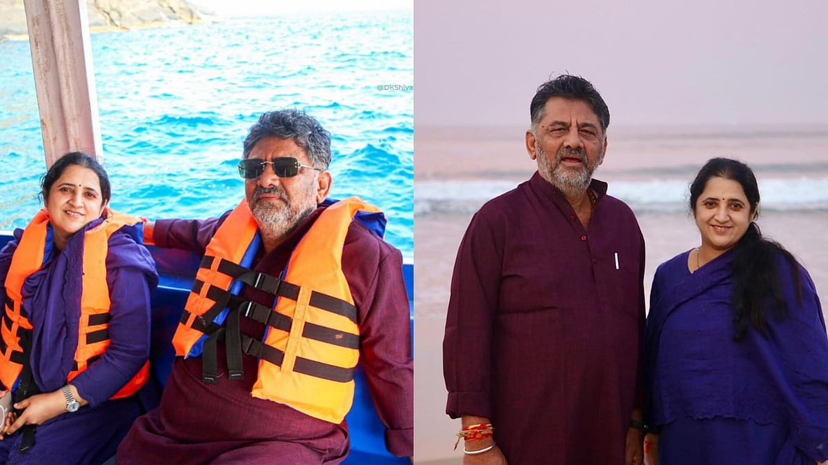 PHOTOS | ಮುರುಡೇಶ್ವರ ಸಮೀಪದ ದ್ವೀಪಕ್ಕೆ ಪತ್ನಿ ಜತೆ ಡಿ.ಕೆ.ಶಿವಕುಮಾರ್ ಭೇಟಿ