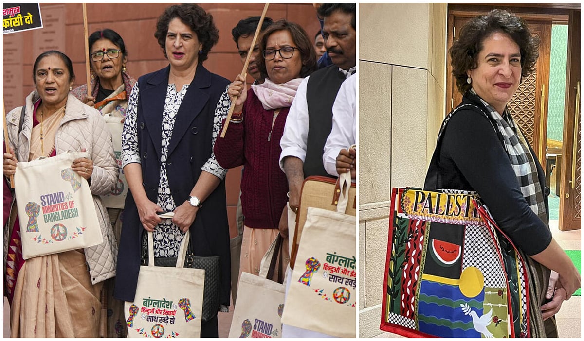 ಬಾಂಗ್ಲಾದೇಶ ಹೆಸರಿನ ಬ್ಯಾಗ್‌: LSನಲ್ಲಿ ಮುಂದುವರಿದ ಪ್ರಿಯಾಂಕಾ ಕೈಚೀಲ ಅಭಿಯಾನ