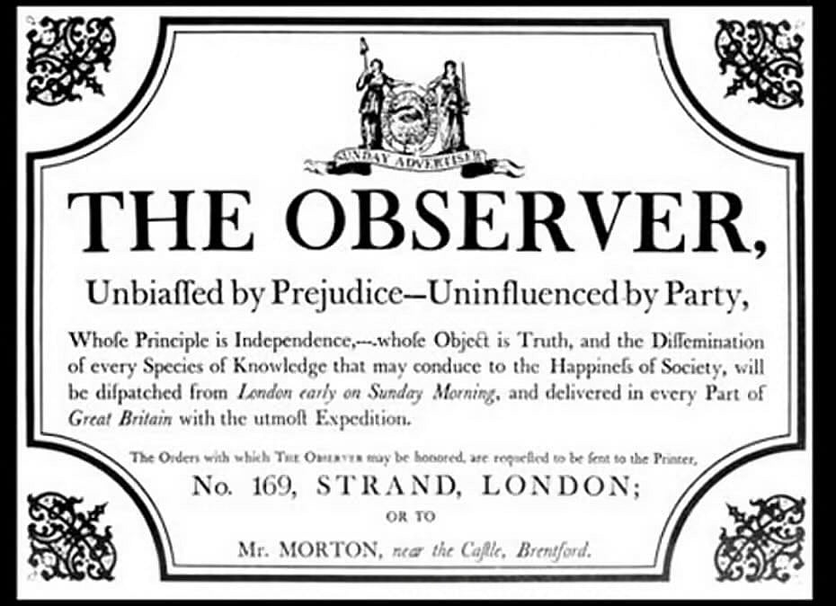 233ವರ್ಷ ಹಳೆಯ ಭಾನುವಾರದ ಪತ್ರಿಕೆ ‘ದಿ ಅಬ್ಸರ್ವರ್’ ಟಾರ್ಟಾಯ್ಸ್ ಮೀಡಿಯಾಗೆ ಮಾರಾಟ