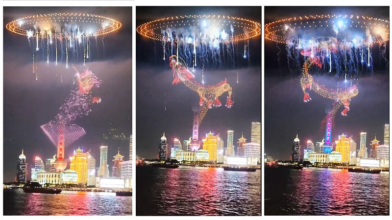 ಚೀನಾದಲ್ಲಿ ಹೊಸ ವರ್ಷಾಚರಣೆ: ಡ್ರೋನ್ ಚಿತ್ತಾರ; ಬಾನಂಗಳದಲ್ಲಿ ಡ್ರ್ಯಾಗನ್‌ ಘರ್ಜನೆ