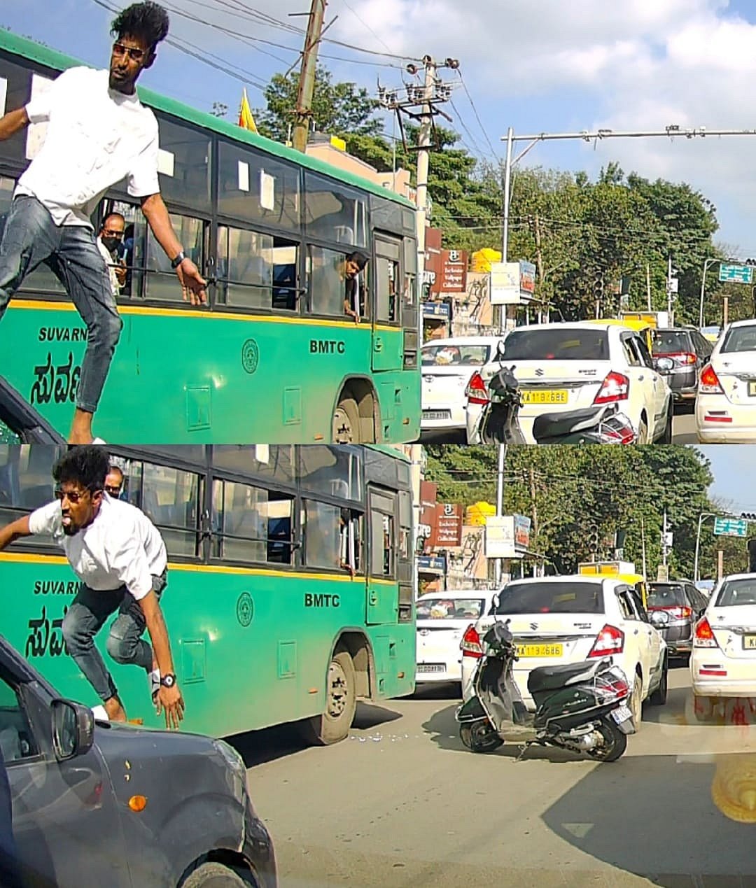 ಕಾರಿನ ಬಾನೆಟ್‌ ಮೇಲೆ ಹತ್ತಿ ಗೂಂಡಾಗಿರಿ ಮಾಡಿದ್ದವರಿಗೆ ಬಿಸಿ ಮುಟ್ಟಿಸಿದ ಬಿಸಿಪಿ!