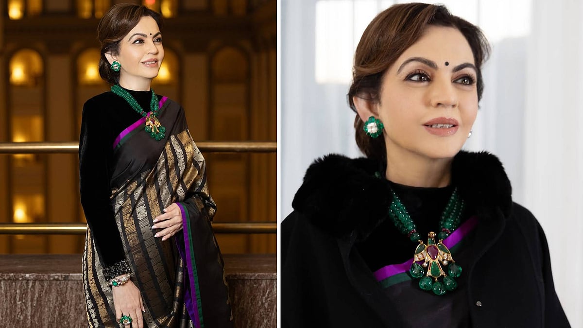 ಟ್ರಂಪ್ ಪ್ರಮಾಣ: ಕಾಂಚೀಪುರಂ ರೇಷ್ಮೆ ಸೀರೆಯಲ್ಲಿ ಮಿಂಚಿದ ನೀತಾ ಅಂಬಾನಿ