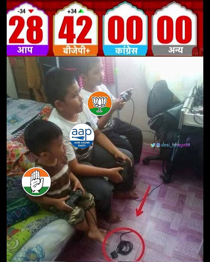 ದೆಹಲಿ ಫಲಿತಾಂಶ: ಸಾಮಾಜಿಕ ಮಾಧ್ಯಮಗಳಲ್ಲಿ ಮೀಮ್ಸ್‌ಗಳ ನಗೆ ಬುಗ್ಗೆ