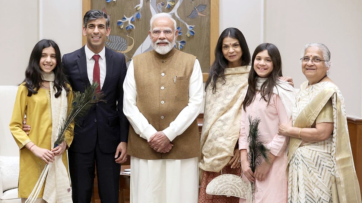 ಕುಟುಂಬ ಸಮೇತ ಪ್ರಧಾನಿ ನರೇಂದ್ರ ಮೋದಿಯನ್ನು ಭೇಟಿಯಾದ ಮಾಜಿ ಪಿಎಂ ರಿಷಿ ಸುನಕ್