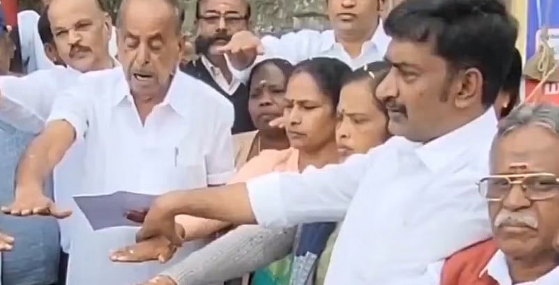 ಹಿಂದಿ ವಿರುದ್ಧ ಪ್ರತಿಜ್ಞೆ ಮಾಡುವಾಗ ಮಹಿಳೆಯ ಬಳೆ ಕದಿಯಲು ಯತ್ನಿಸಿದ DMK ನಾಯಕ?