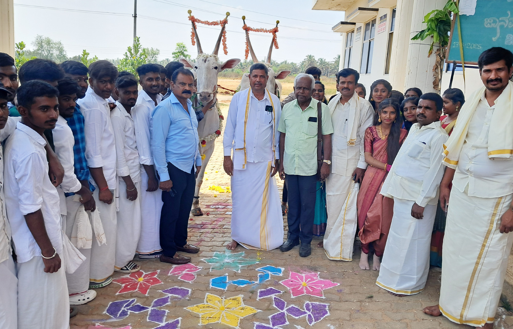 ಹಳ್ಳಿಕಾರ್ ತಳಿಯ ಎತ್ತುಗಳನ್ನು ತಂದು ಪಾದಪೂಜೆ ನೆರವೇರಿಸಿದರು