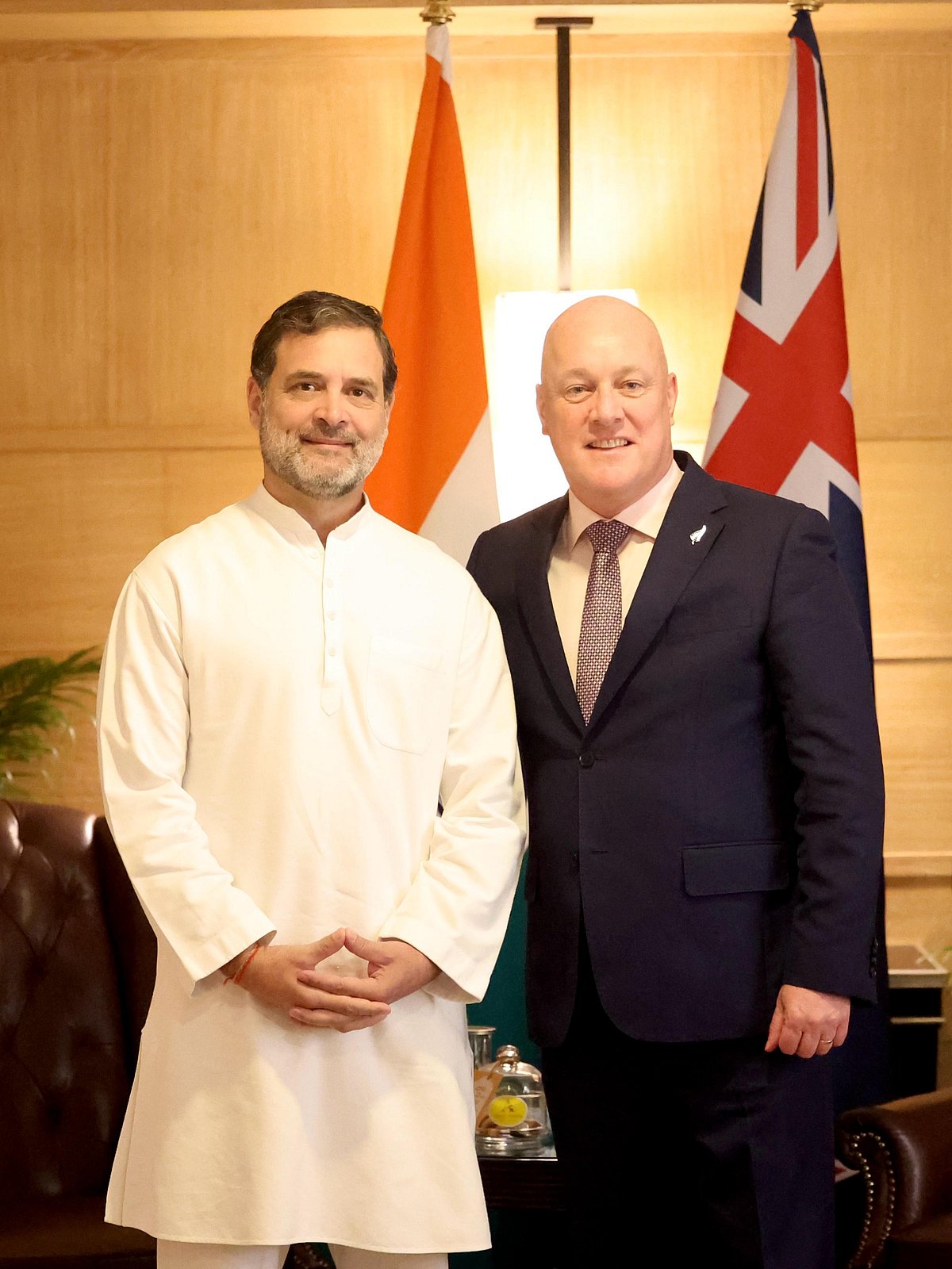 ನ್ಯೂಜಿಲೆಂಡ್ ಪ್ರಧಾನಿ ಕ್ರಿಸ್ಟೋಫರ್ ಲಕ್ಸನ್ ಭೇಟಿಯಾದ ರಾಹುಲ್ ಗಾಂಧಿ