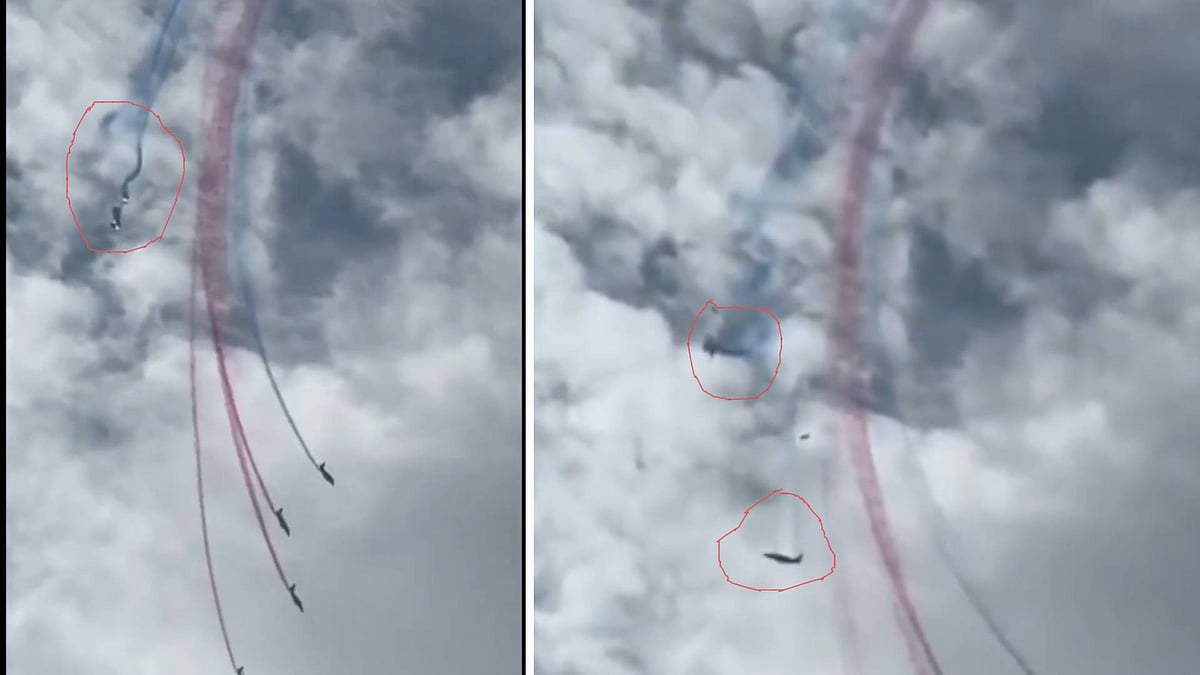 ಫ್ರಾನ್ಸ್: ಏರ್‌ಶೋಗೆ ಅಭ್ಯಾಸ ನಡೆಸುವ ವೇಳೆ ಆಗಸದಲ್ಲಿ ಡಿಕ್ಕಿಯಾದ ಜೆಟ್ ವಿಮಾನಗಳು