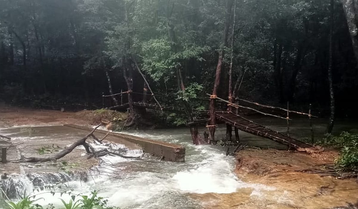 ಕಾರವಾರ: ಕಾಲು ಸಂಕದ ಮೇಲೆ ‘ಸಂಕಟ’ದ ಸವಾರಿ