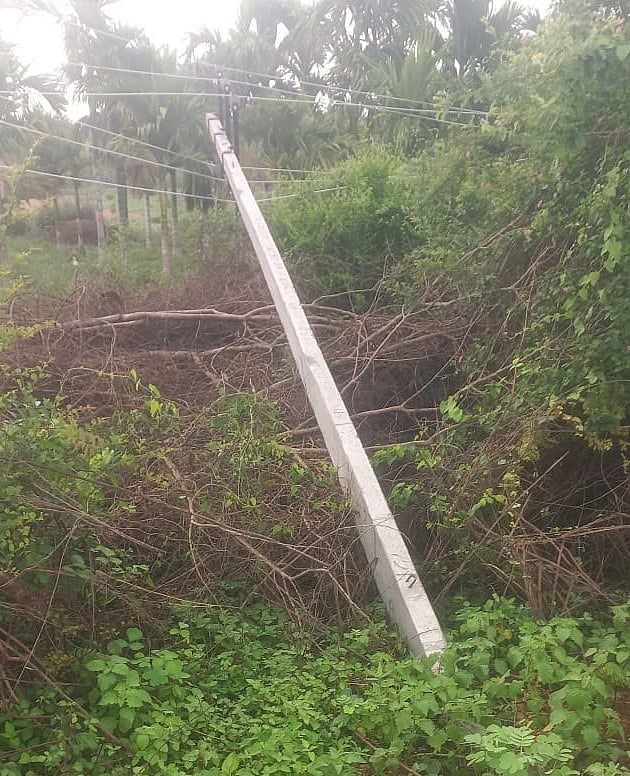 ಚಿಕ್ಕಜಾಜೂರು: ವಿದ್ಯುತ್ ಕಂಬ ದುರಸ್ತಿಪಡಿಸಲು ಆಗ್ರಹ
