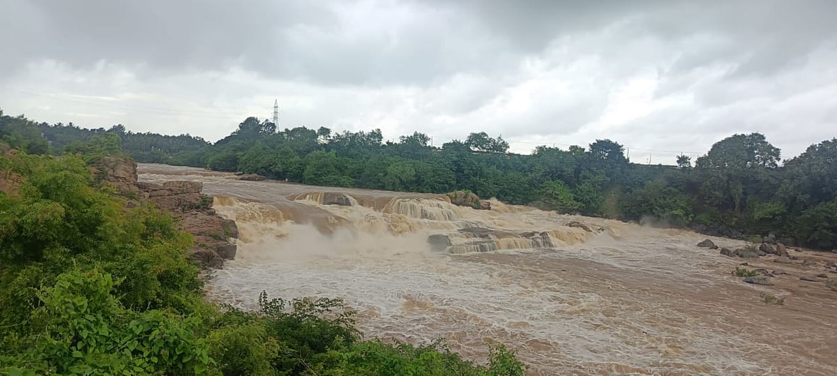 ಸಾಲಿಗ್ರಾಮ | ಮೈದುಂಬಿದ ಕಾವೇರಿ; ‘ಧನುಷ್ಕೋಟಿ’ ಜಲಪಾತಕ್ಕೆ ಜೀವಕಳೆ